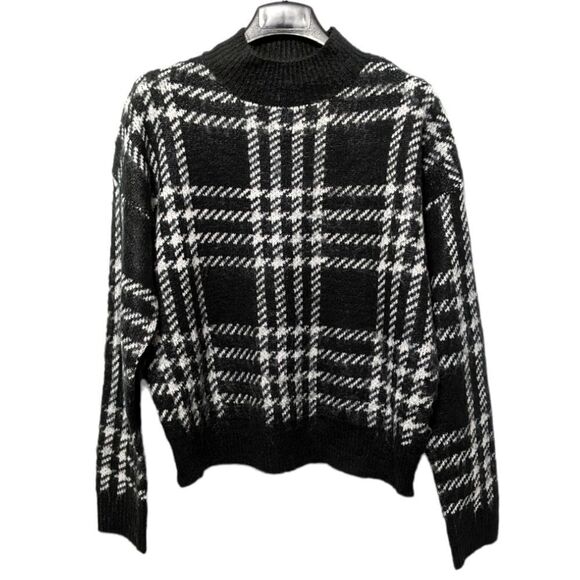 LILI SIDONIO MOLLY BRACKEN Plaid Mock Neck Sweater M/L - Picture 6 of 6